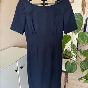 J. Crew Blue Sheath Dress Short Sleeve Scoop Neck